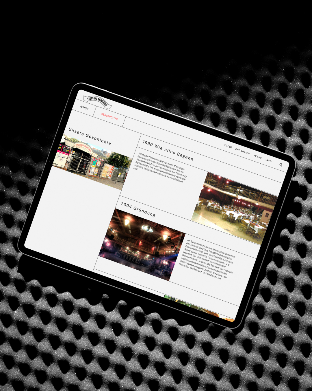 Mockup Design einer Website by funkhaus aus Rostock, Agentur für Marken und moderne Websites / Case Study Festsaal Kreuzberg